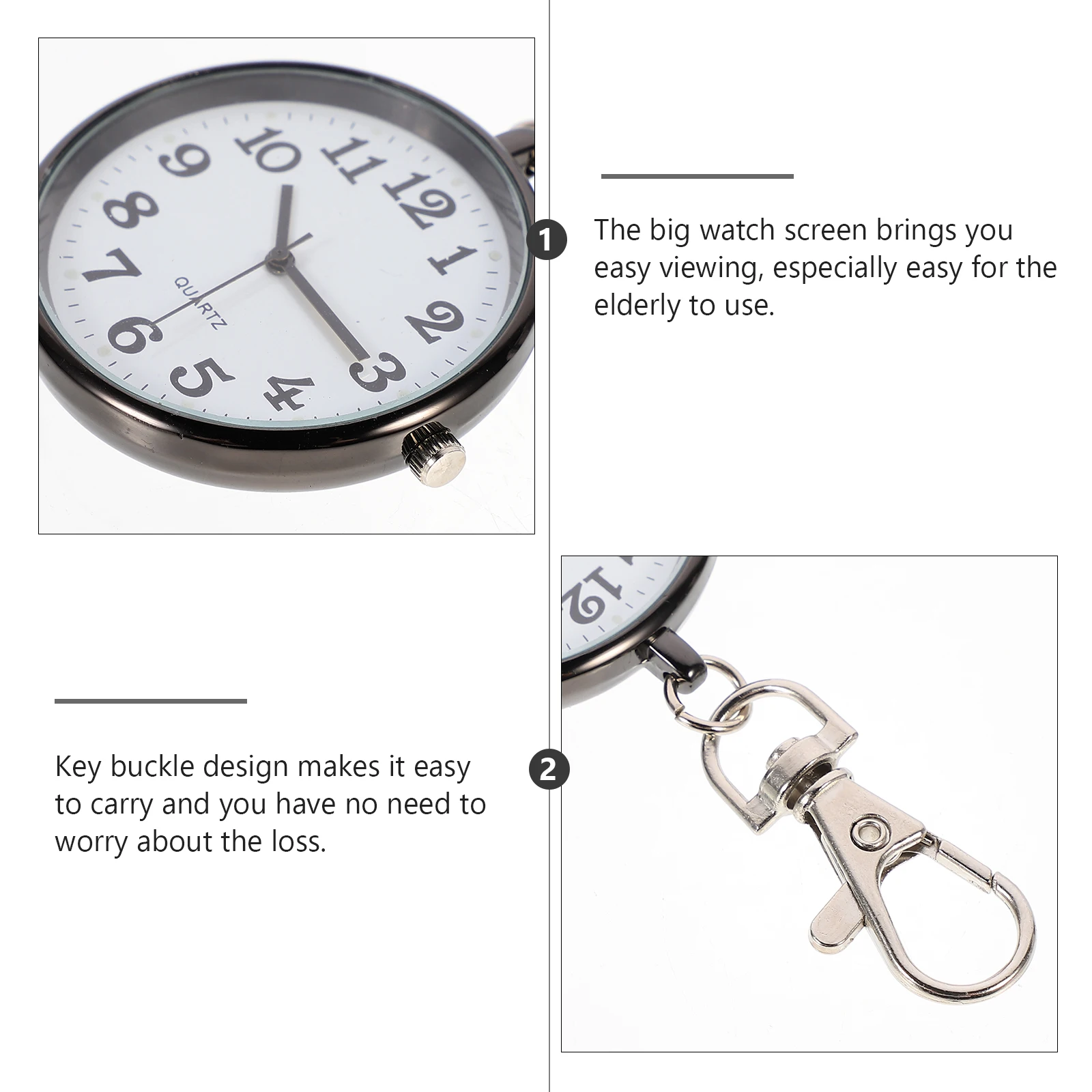 

1Pc Charming Quartz Nurse Watch Big Dial Pocket Watch Student Hanging Watch Zinc Alloy Portable Timekeeper