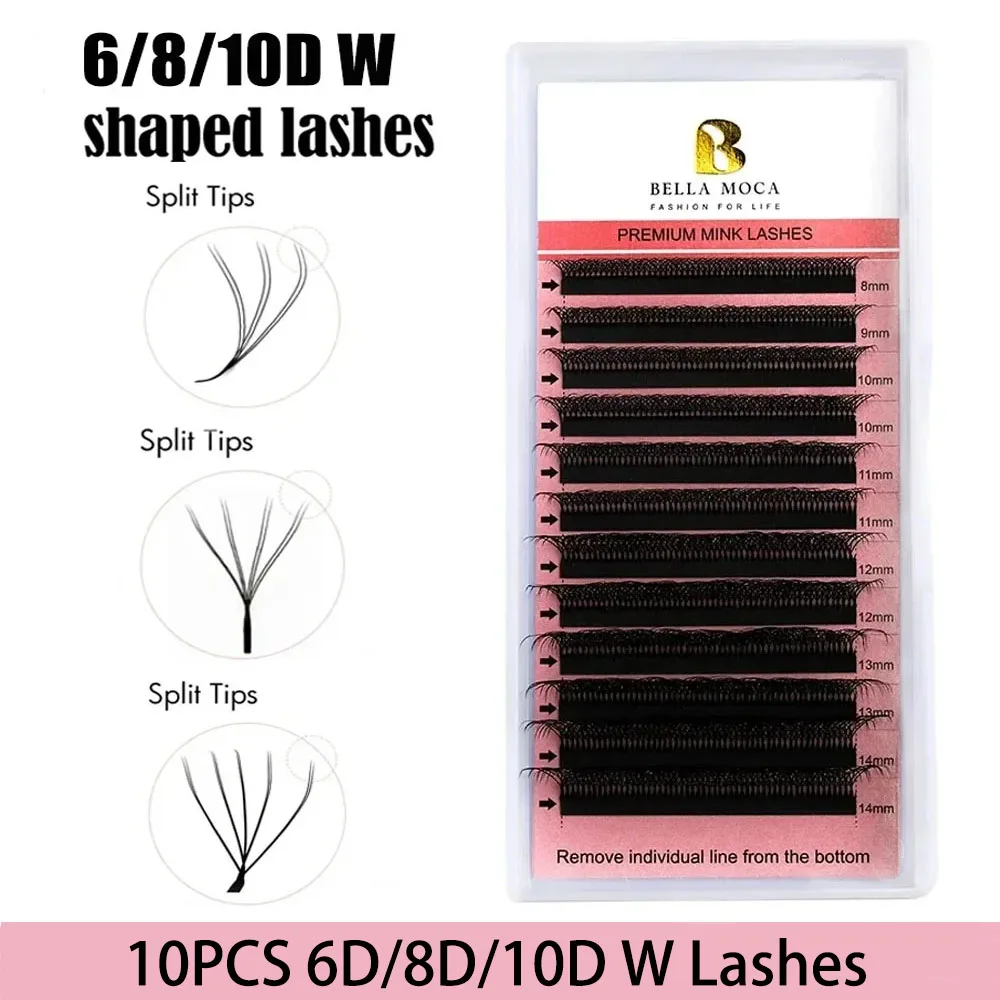 10PCS 6/8/10DW Shaped Lashes MIX 8-14MM Cilios 10DW Lashes 10D W Fake Eyelashes Extension Double 3/4/5DW Lashes Free Shipping