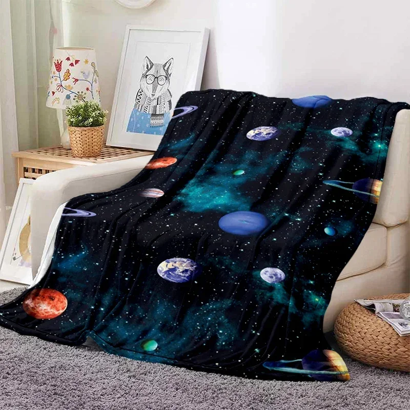Galaxy Stars Print Blanket, Ultra Soft Microfiber Throw  Lightweight for Sofa, Bed, Office – Space Room Decor, Gift for All Ages