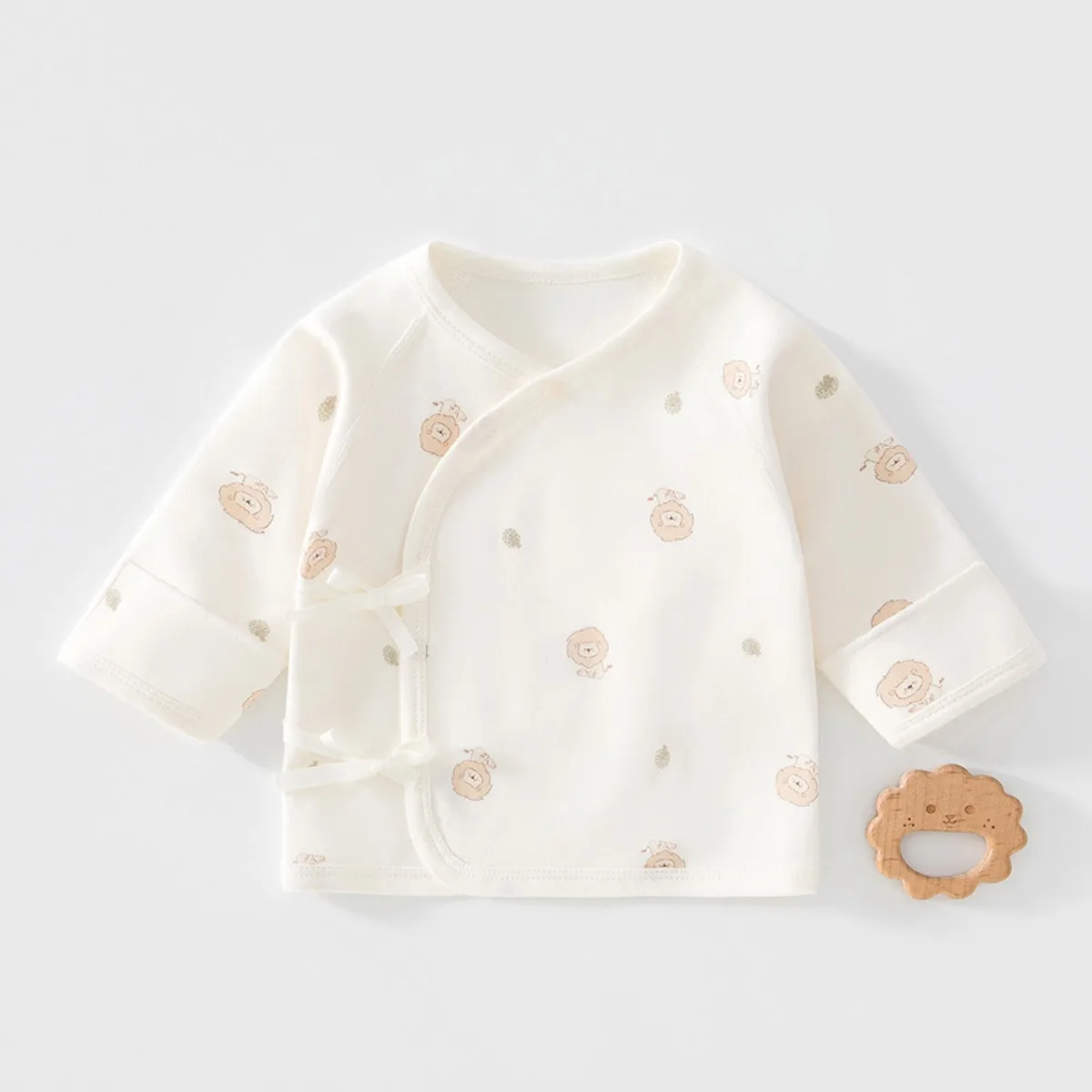 100% Cotton Newborn Half-back Shirt 0-3M Unisex Spring Fall Long Sleeve Baby Top Soft Skin-friendly Infant Easy On Off Clothing