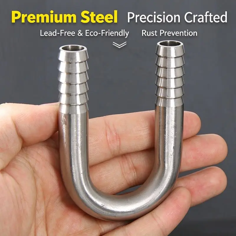 1Pc 6/8/10/12mm Hose Barb 304 Stainless Steel U Shaped Elbow Pipe Fitting For Water Gas Oil And Fish Tank Plumbing Fittings