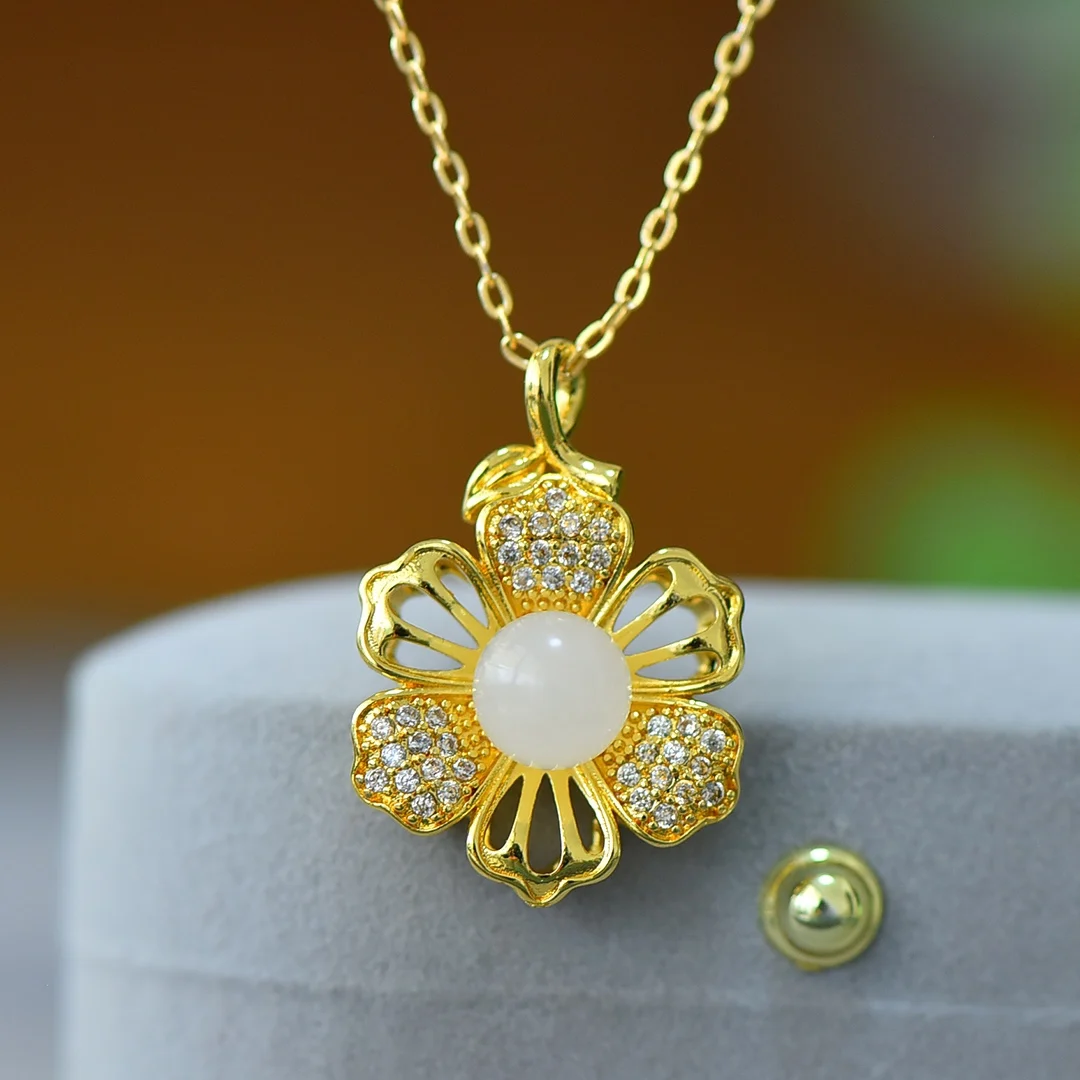 Hotan Jade White Jade Beads Fashion Set Necklace Pendant necklace woman jewelry elegant charm