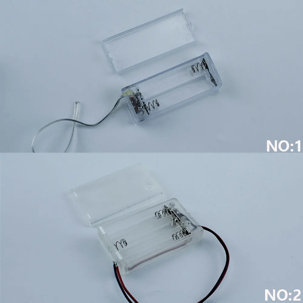 1Pcs AA Battery Box Case With Switch AA Battery Holder Battery Storage Case ON/OF Switch Transparent 2/3 x No. 7 battery packs