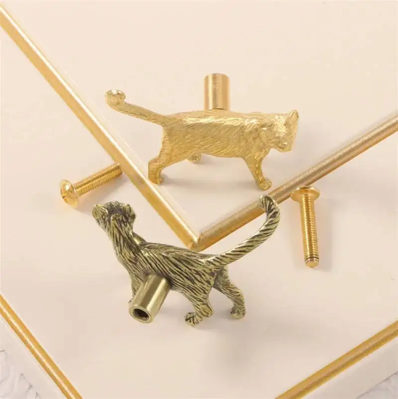 خمر القط الأثاث مقبض المقابض النحاس هريرة الحيوان مقابض للمطبخ خزانة مشروبات باب خزانة خزانة درج يسحب #3