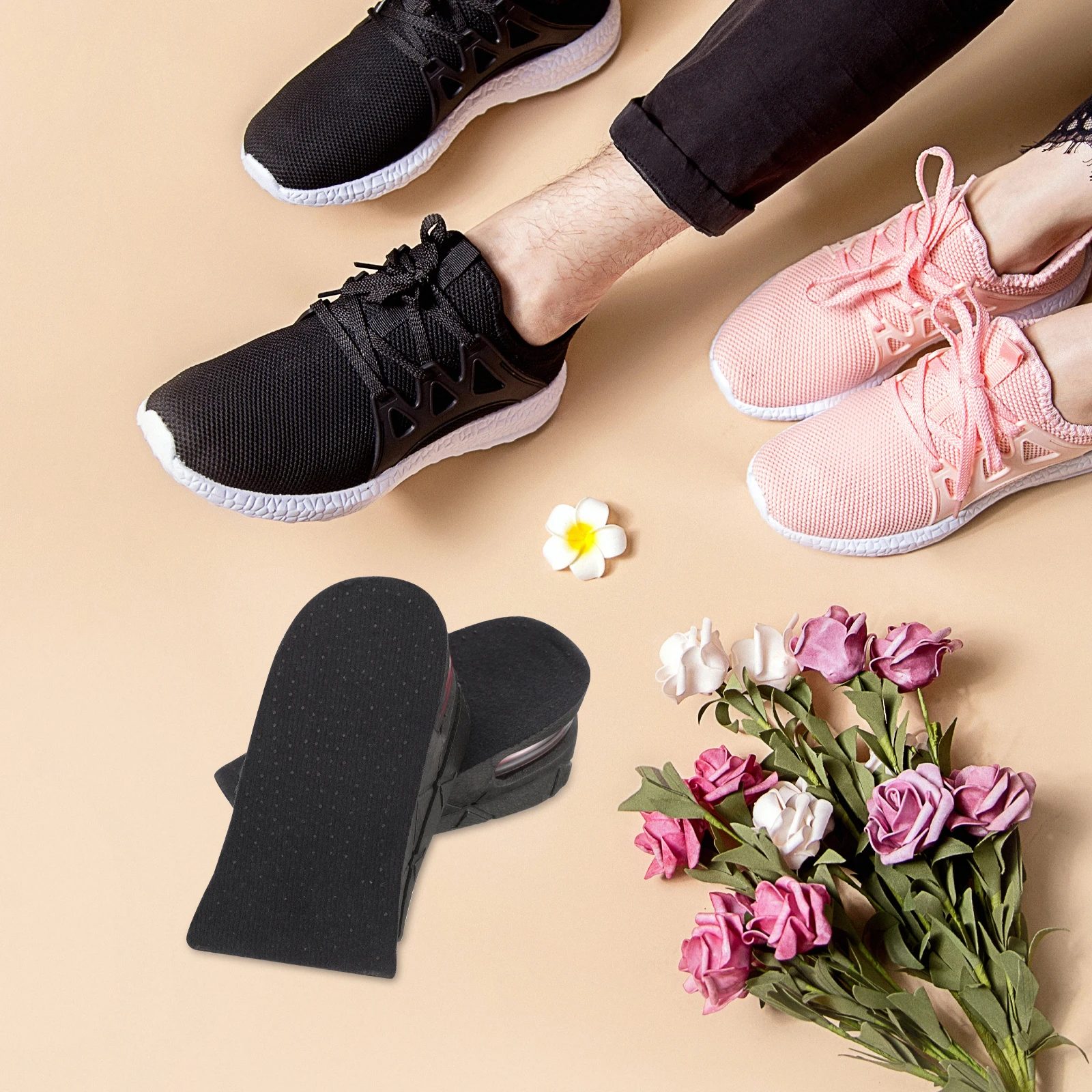 

2 Pairs Height Increase Insoles Men Arch Support Heel Lifts Leg Length Discrepancy Premium TPU Anti Slippage Various Shoes