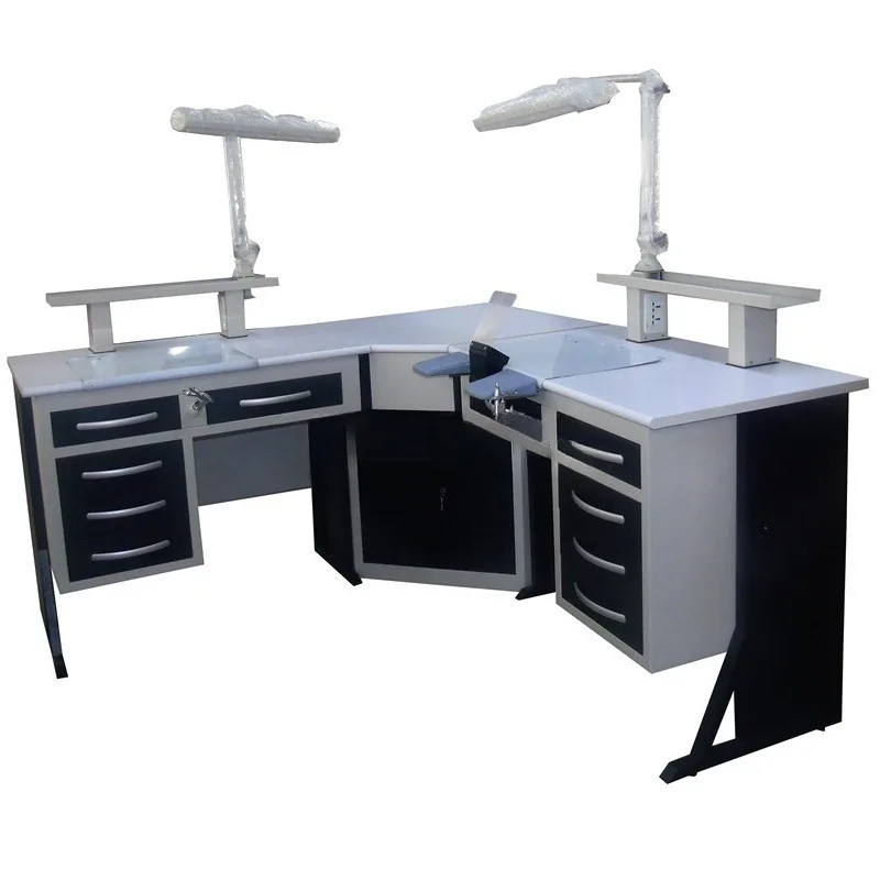 

Multifunctional Dental Laboratory Workbench Dental Double Station Corner Technician Workbench