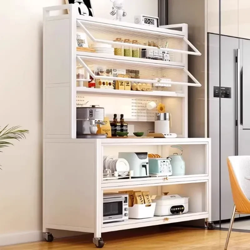 Kitchen shelves, side cabinets, lengthened 1200 floor-to-ceiling multi-layer microwave ovens, oven pots, heightened dust-proof