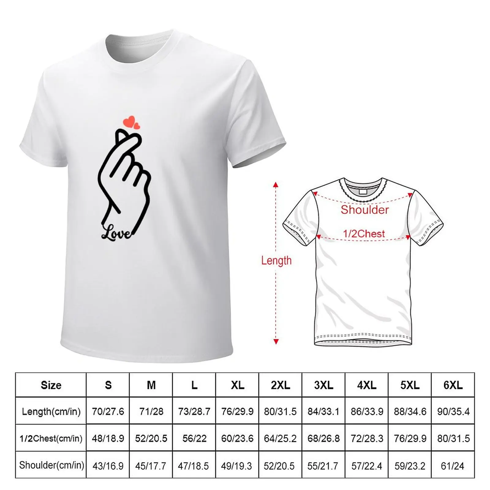 Korean Finger Heart T-shirt oversizeds sports fans funnys oversized t shirts for men