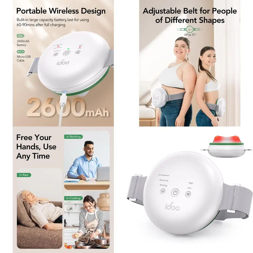 

Electric Massager for Abdominal Relief, Ideal for Women and Men, Heats for Indigestion, Bloating, and Period Cramps
