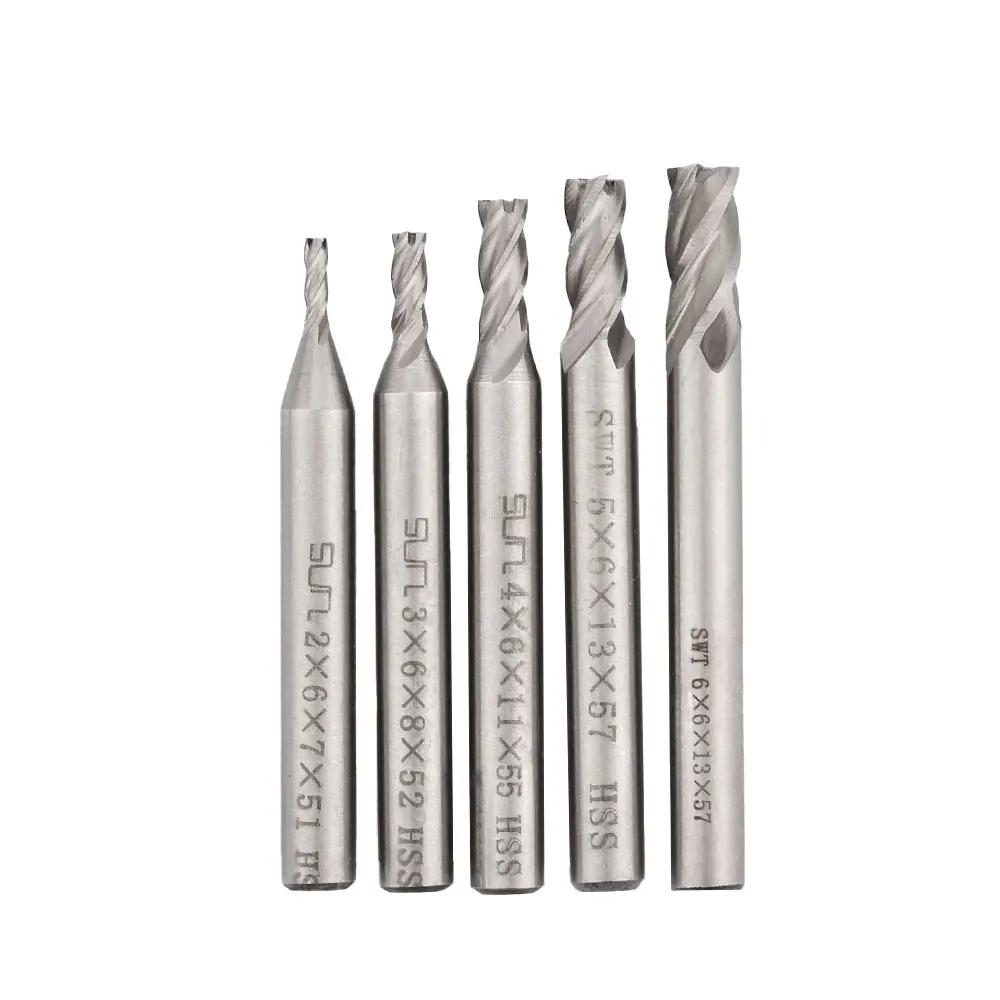 5PCS fresa in metallo duro 4 flauti fresa utensili per la lavorazione del legno fresa HSS fresa scanalatura Set di punte frese CNC