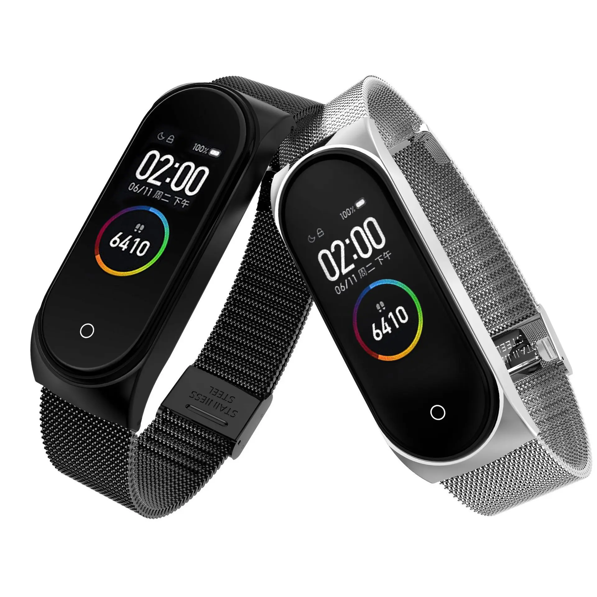 Mi band 4 3 Metal Strap wrist band Bracelet for Xiaomi MiBand 3 4 Screwless Xiomi Mi Band 3 black siliver gold metal