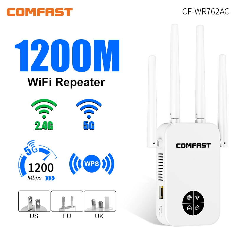 300/1200Mbps WiFi Repeater Repetidor De Sina Signal Booster 2G 5G Long Range Gigabit WiFi Extender Amplifier Puissant UK Plug