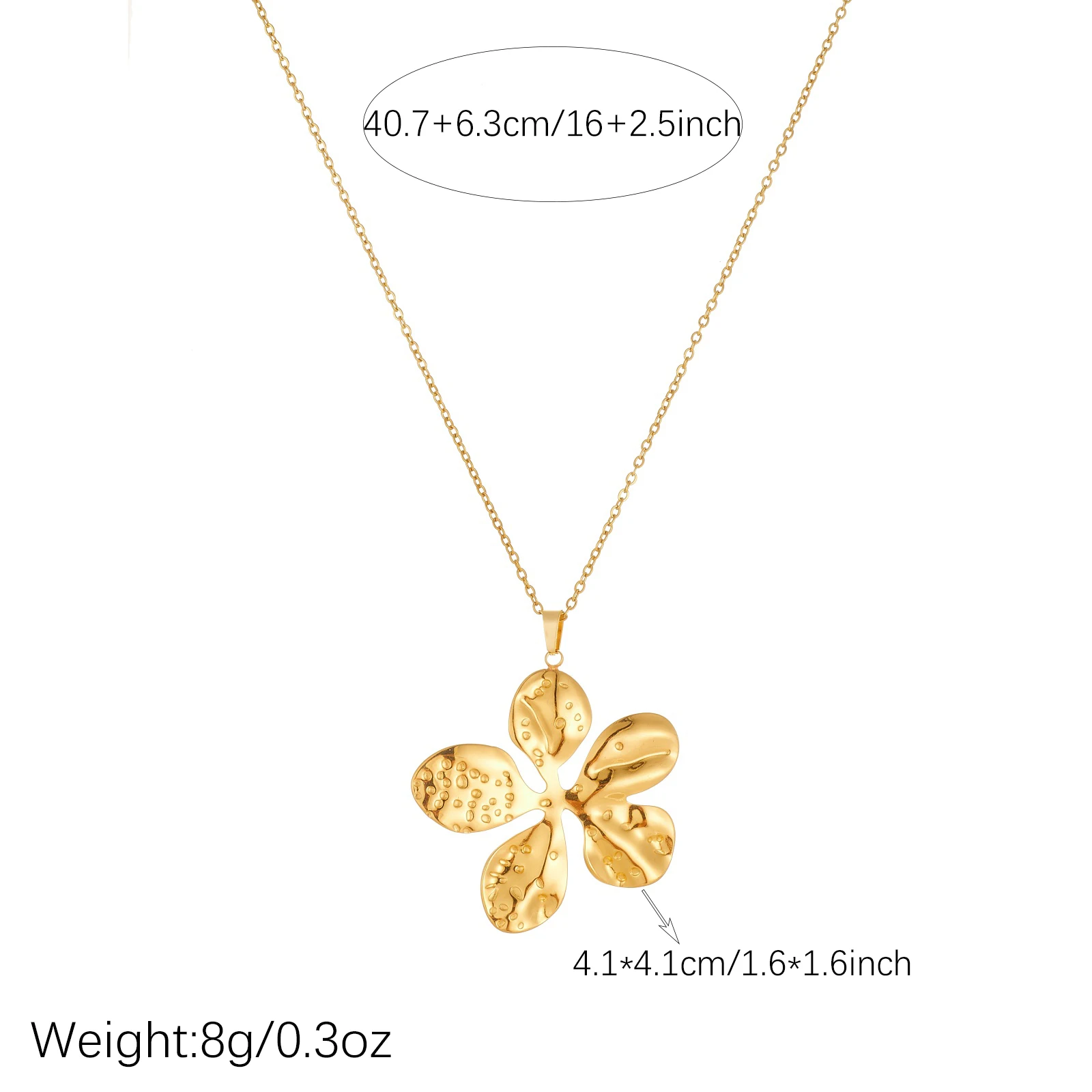 DIEYURO 316L Stainless Steel Retro Golden Boho Abstract Flower Pendant Necklace for Women Non-fading New Neck Chain Jewelry Gift