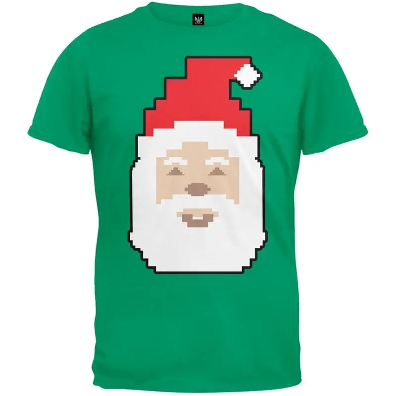 

8-битная зеленая футболка Santa для взрослых