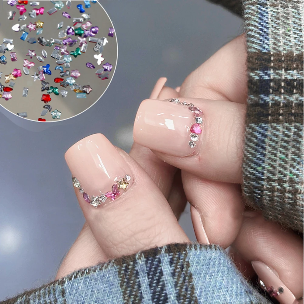 1440pcs Mini Mixed Shape Nail Crystal Rhinestones Acrylic Flatback Glass Diamond Nail Decoration DIY Luxury Nail Accessories