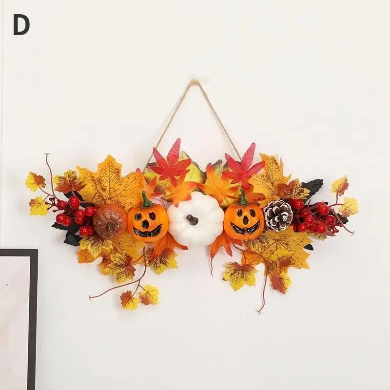 1Pcs Halloween Maple Leaf Pumpkin Decorative Pendant Harvest Festival Wall Hanging Props Autumn Fall Decoration Home Party Decor