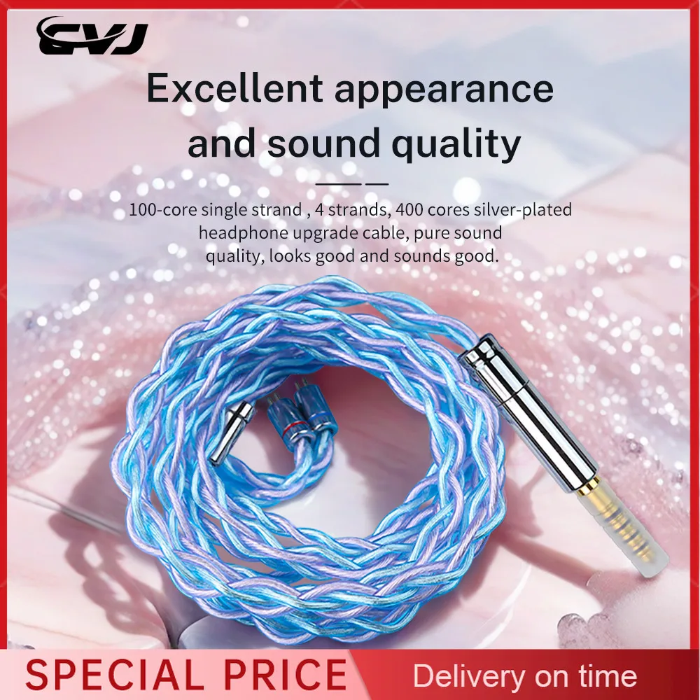 CVJ Candy High-specification HiFi Durable Silver Plated Earphone Cable 400Cores 1.25 Length 3.5/4.4 0.78mm for Bidong Nightelf