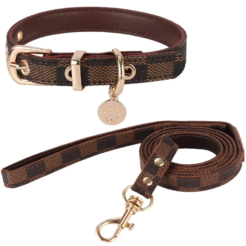 Fashion Brand Monogram Pet Collar Set Teddy Shih Tzu Dog Leash and Lead Cat Accessories Wholesale view 2