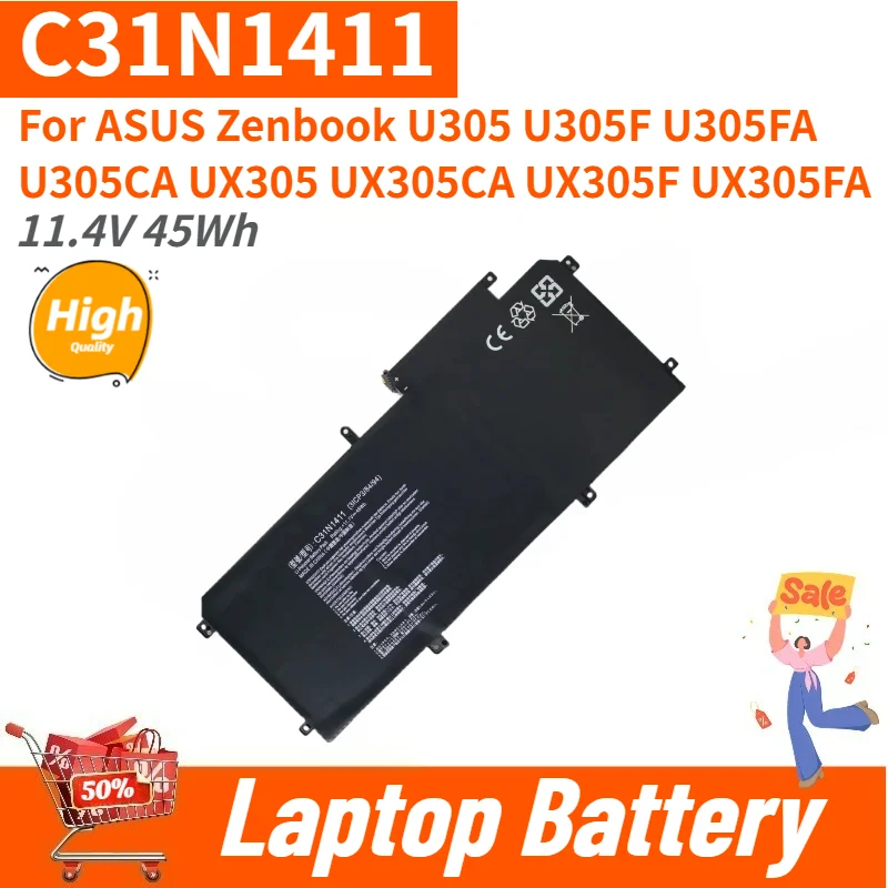 C31N1411 Laptop Battery 11.4V 45Wh For ASUS Zenbook U305FA U305CA U305 U305F UX305 UX305FA UX305CA UX305F Brand-New High Quality