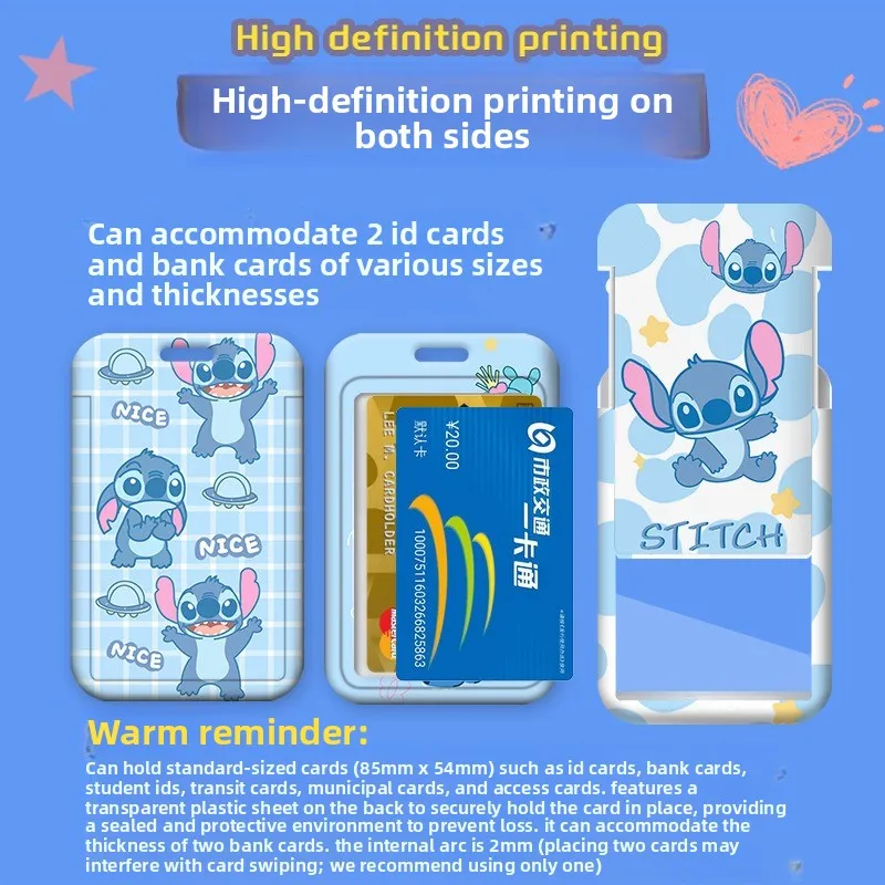 Cordino porta badge retrattile Disney Stitch per studenti, dipendenti, design a cartoni animati, scuolabus, controllo degli accessi per ufficio