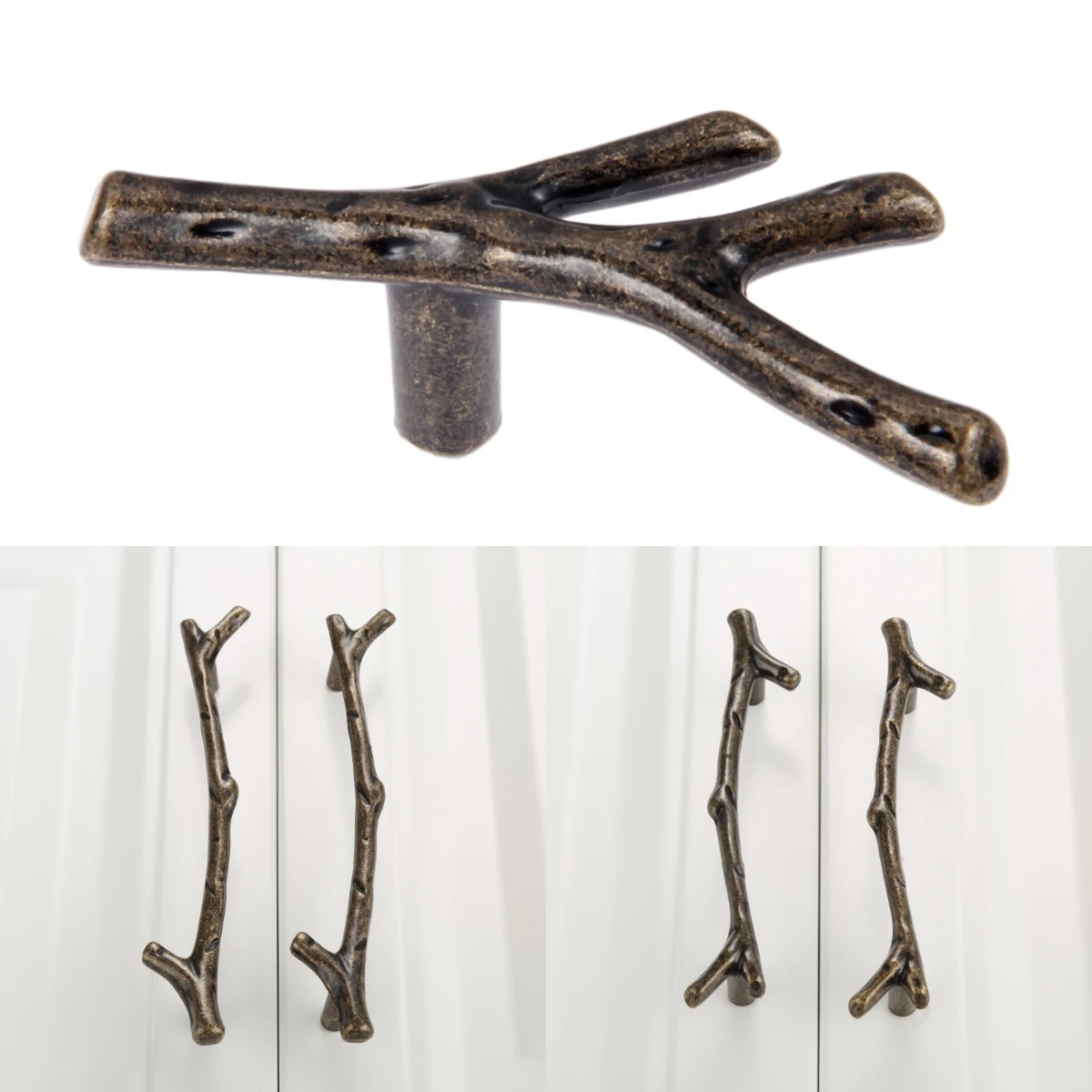 1PC Tree Branch Cabinet Handle With Screws For Cabinet Furniture 68mm/96mm/128mm Hole Distance Environmental Decoration