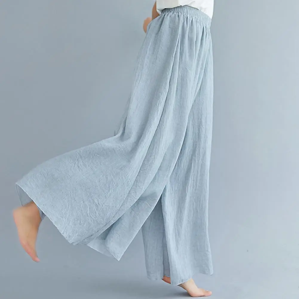 Women Pants Culottes Elastic Wide Leg Irregular Hem Korean Trousers Summer Casual Pleated Pants High Waist Street Skirt Pant