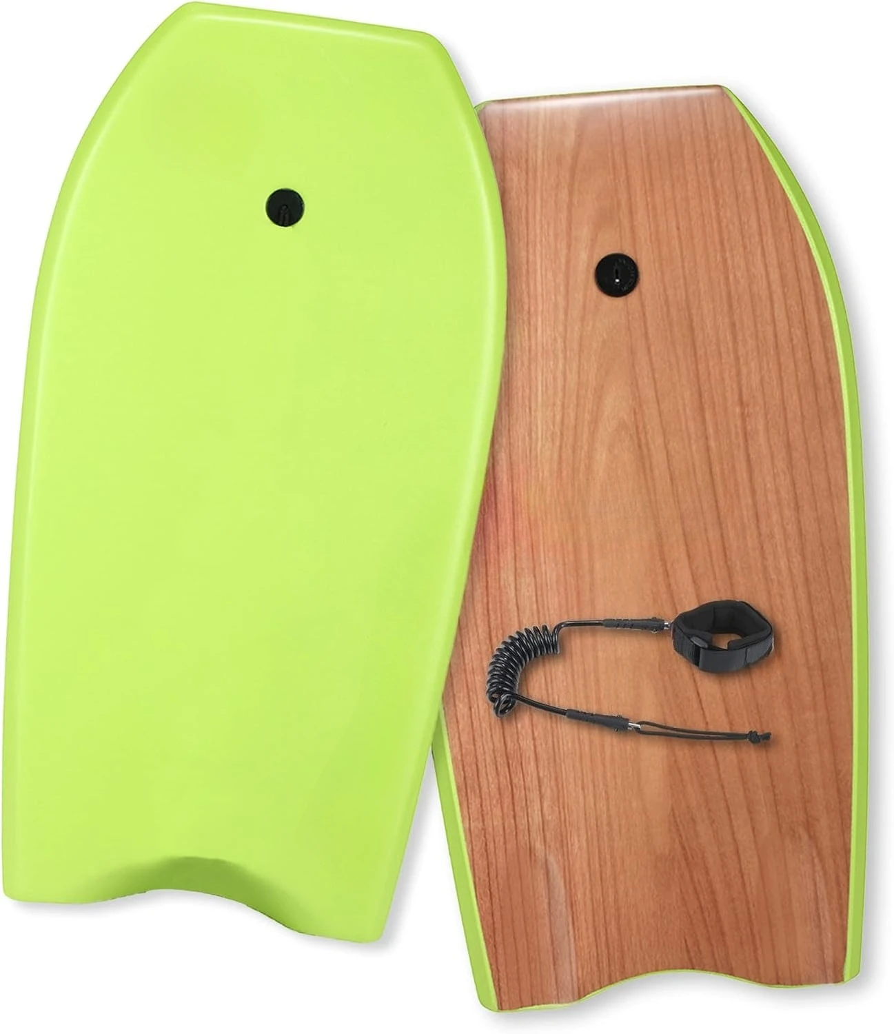 37 Inch Lightweight Durable Body Board With EPS Core Dual Channel Double Swivel Coiled Wrist Leash For Wave Riding Beach Surfing Lake Water Sports Seaside Vacation For Kids Teens Adults