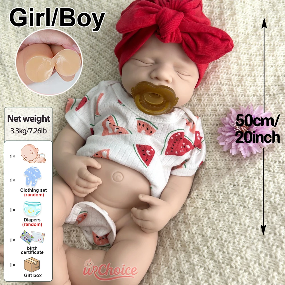 20 pouces Premium Reborn silicone bébé fille/garçon fait à la main vivant imperméable détails exquis poupée pour poupée collectionneur