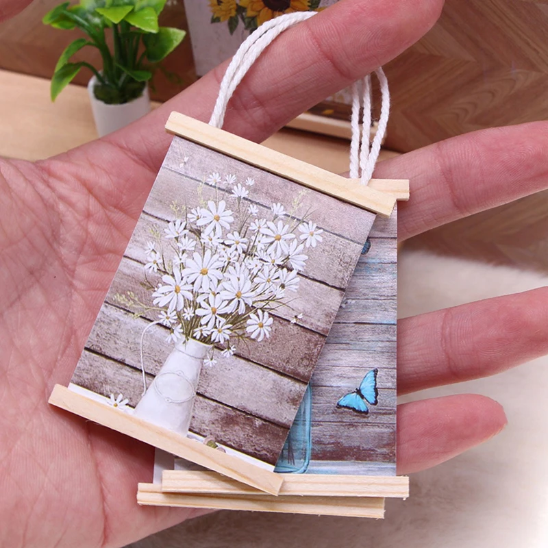 กรอบรูปติดผนังจิ๋วสำหรับบ้านตุ๊กตา อุปกรณ์ตกแต่งบ้านจำลอง ของเล่นเสริมบ้านตุ๊กตา