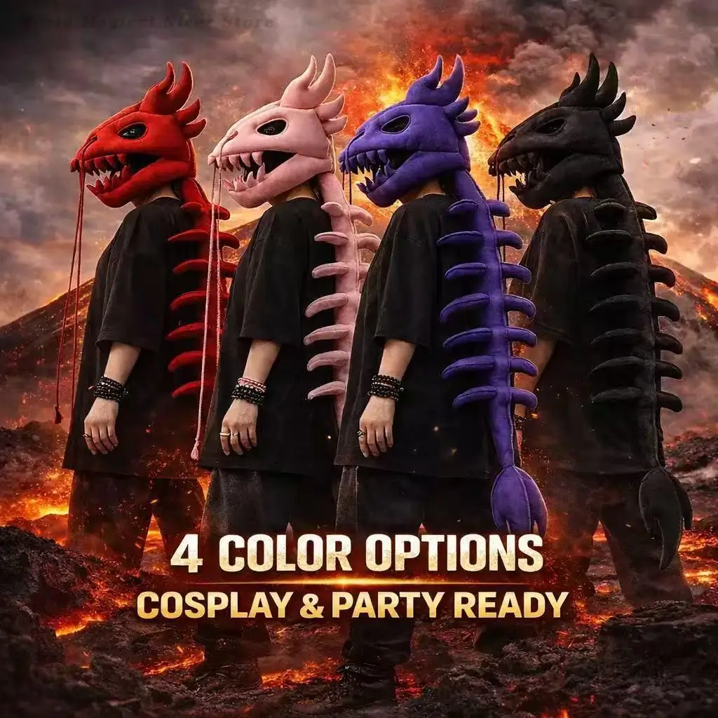 Chinese Dragon Tentacle Dinosaur Skeleton Helmet Plush Exoskeleton Doll Halloween Party Cosplay Costume Dress Up Gift