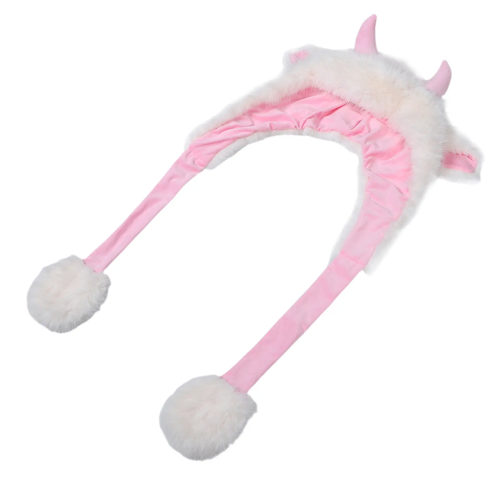 Animal Costume Hat Soft Ox Horn Scarf Winter Warm Kids Adults Party Funny Accessory Adorable Hat Scarf Beanies for Teen