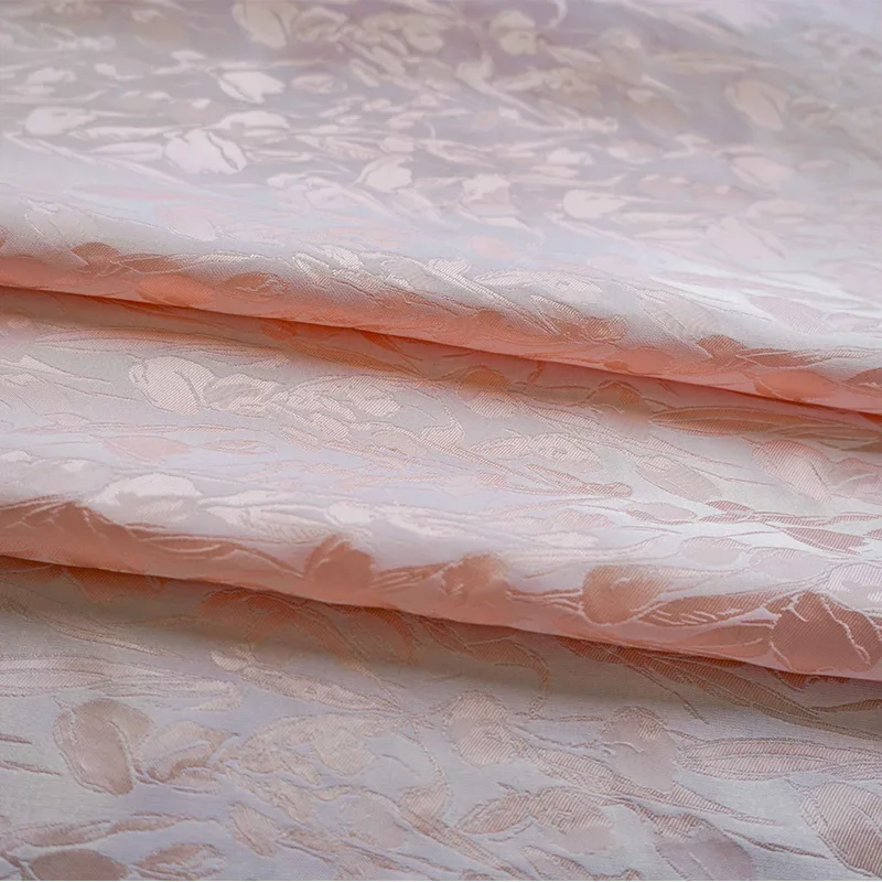 

Yarn-dyed Tulip Jacquard Fabric Light Pink Women's Soft Waxy Spring Autumn Dress Shirt Fashion Sewing Design Cloth by the Meter