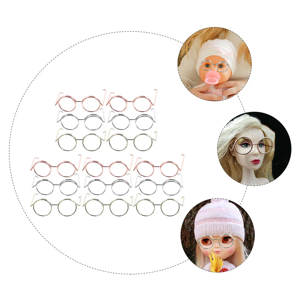 15pcs Miniature Eyeglasses Accessories Gold Plated Copper Wire Frames Parts for Crochet Dolls Dress Up
