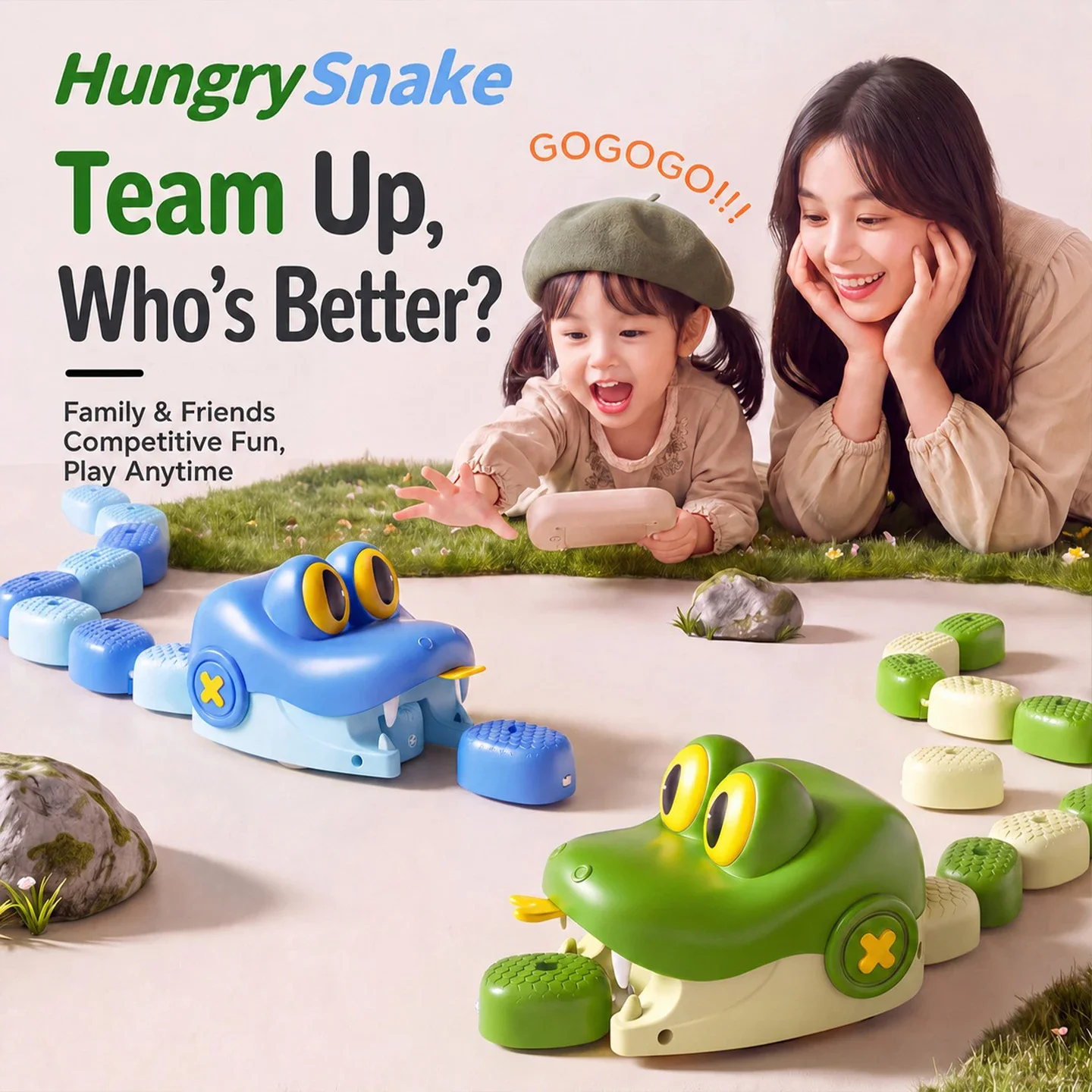 Magnetic RC Eating Snake Toy 2 Players Battle Game Remote Control Tabletop Interactive Game Educational Toy Kids Christmas Gift
