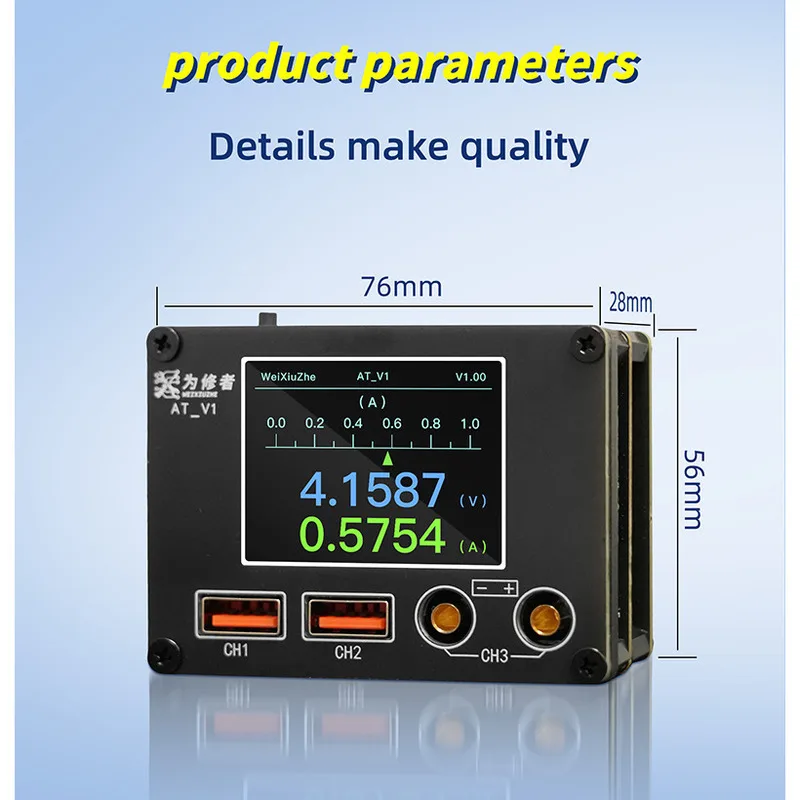 

Wexiuzhe Professional ATV1 High Precision Current Meter 0.1mA Accuracy with Digital Display 0-36V Voltage Range Type C Interface