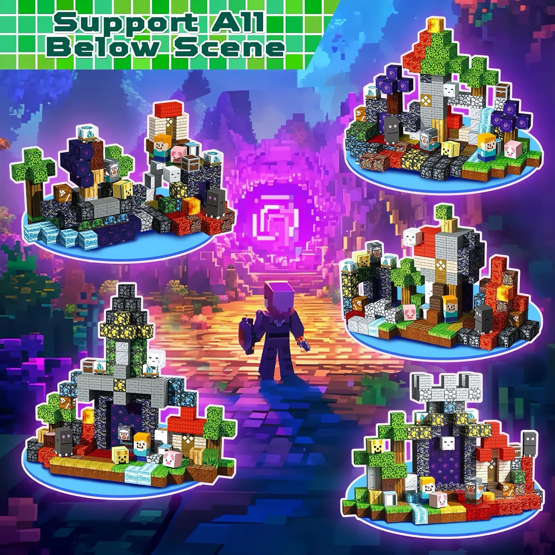 Nouveaux blocs de construction magnétiques Mine World, ensemble de cubes magnétiques, jouet sensoriel STEM Montessori pour enfants garçons filles âgés de 3 ans et plus, modèle de bricolage