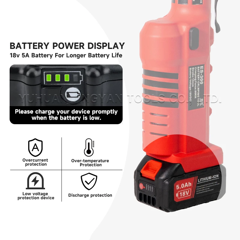 ES-300C เครื่องมือย้ําสายไฮดรอลิกแบบใช้แบตเตอรี่สําหรับสายเคเบิลขนาด 16-300 มม.2