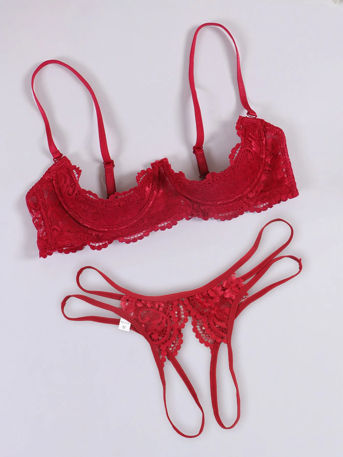 الدانتيل Crotchless الصدرية سلسلة مجموعة 2 قطعة انقطاع المثيرة الصدرية كوب مفتوح البرازيلي الجوف خارج الملابس الداخلية النساء الملابس الداخلية
