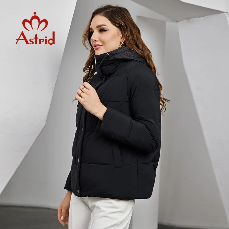 Imagem -04 - Astrid-cabolsas de Parka Curto Acolchoado com Capuz Feminino Cabolsas de Inverno Cabolsas Grossos Cabolsa Acolchoado de Algodão Falso Duas Peças