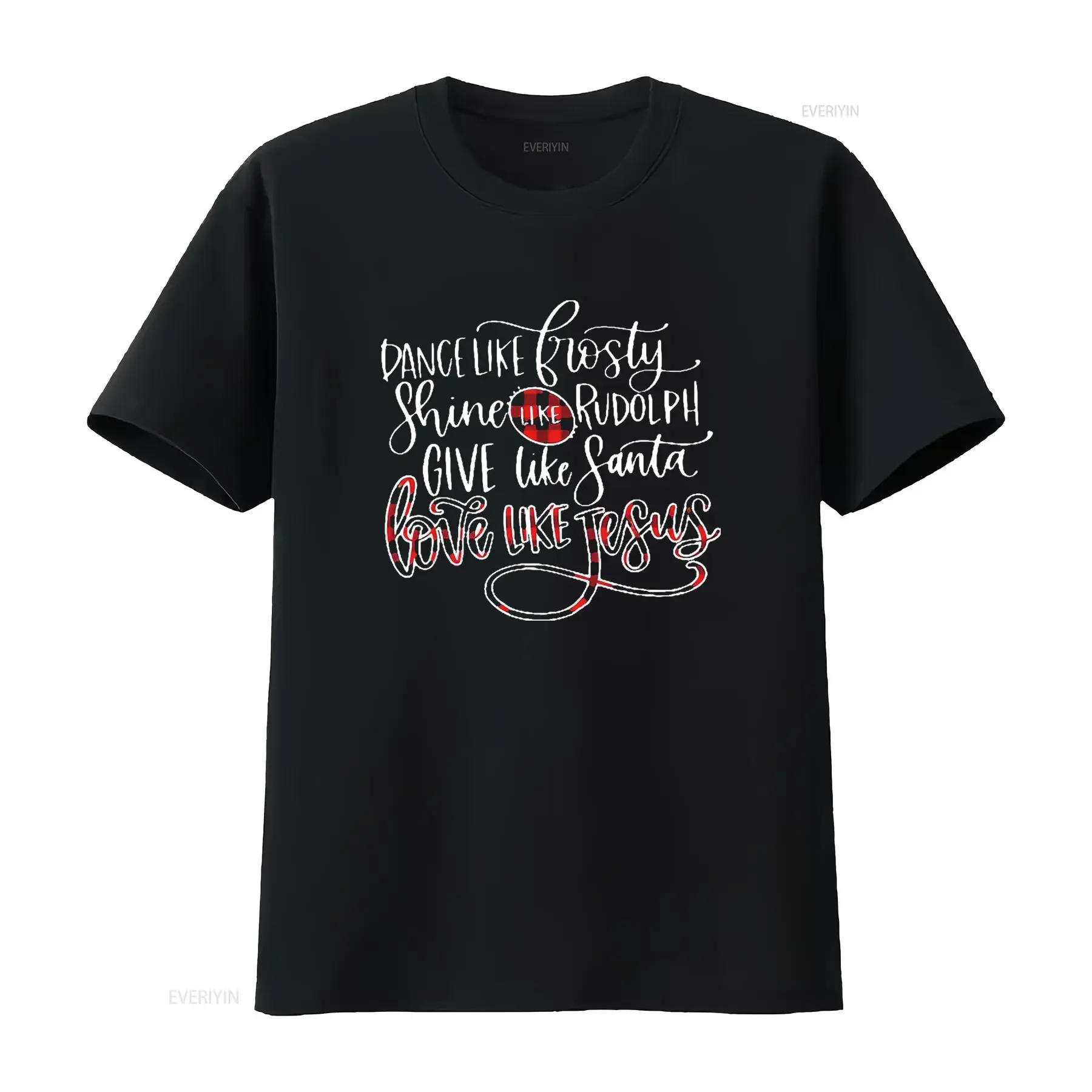 Xmas Dance Like Frosty Shine Rudolph Love Jesus  Womens T Shirt Black M vintage Washed Stretched fashion Stylish