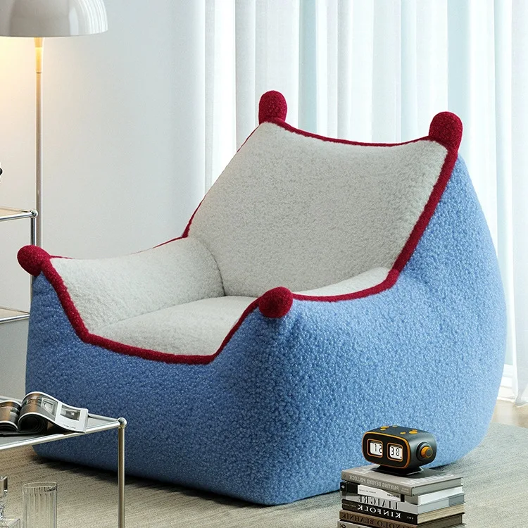 %Lazy Sofa Bean Bag Recliner Sleepable Nordic Totoro Lambswool Upholstery Frameless Customizable Single Sofa Bedroom Tatami