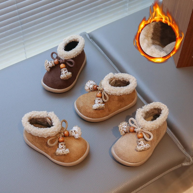 

Baby Snow Boots Children Cotton Shoes Winter Baby Toddler Shoes Girls Children Plus Cashmere Thick Cotton Warm Snow Boots 16-26