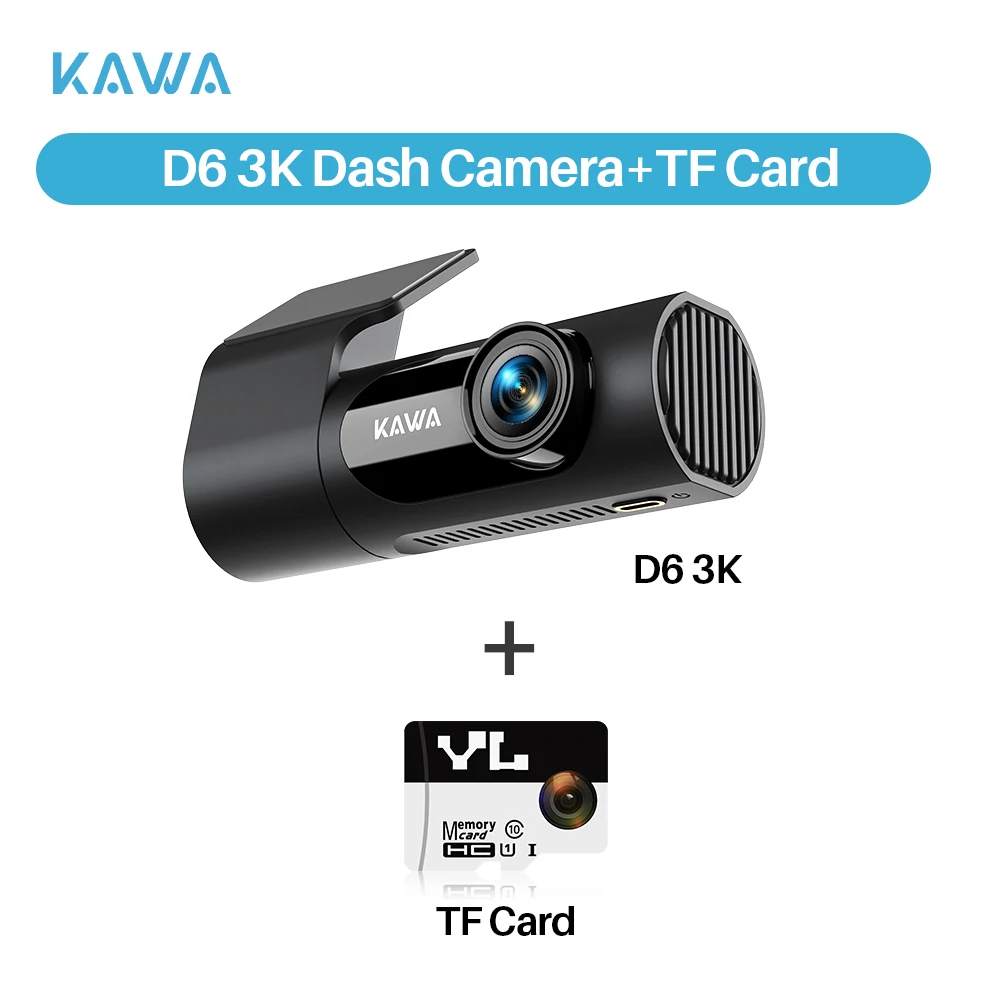 1440P KAWA Auto DVR D6 Dash Cam 2K Videorecorder WiFi/App/Stembediening Dash Camera WDR G-sensor Nachtzicht Verborgen Dashcam