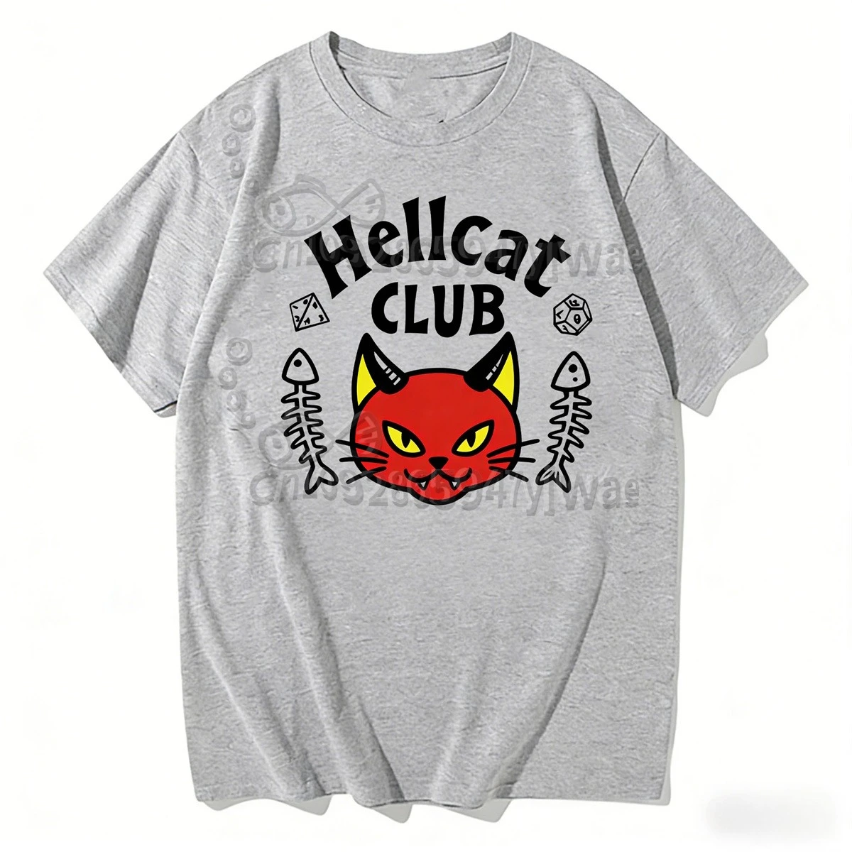 Hellcat Club TV Inspired Design T-shirt Cartoon Horn Cat Graphic Printed Women Cotton Short Sleeve Summer Adult Fashion T-shirt
