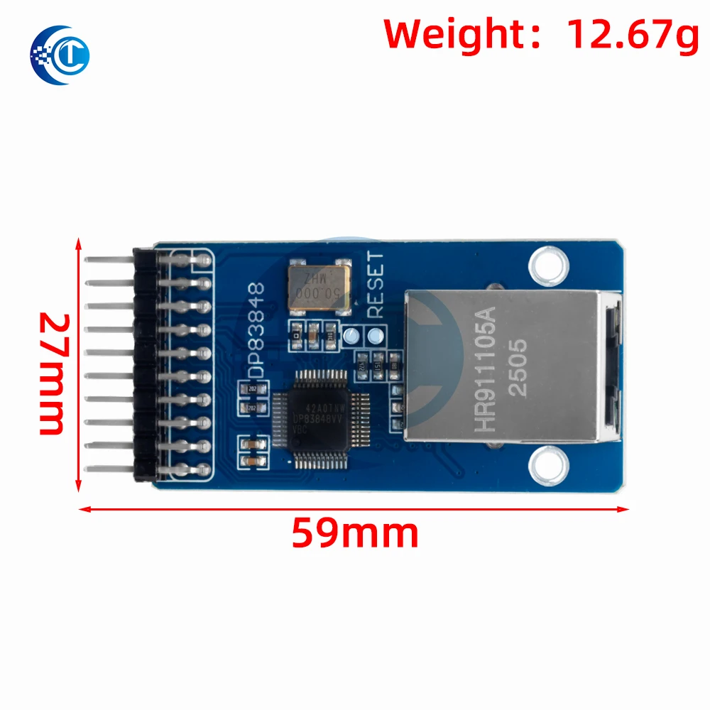 DP83848 Ethernet Module: 10/100 Mb/s Physical Transceiver with RJ45 Connector – For Arduino