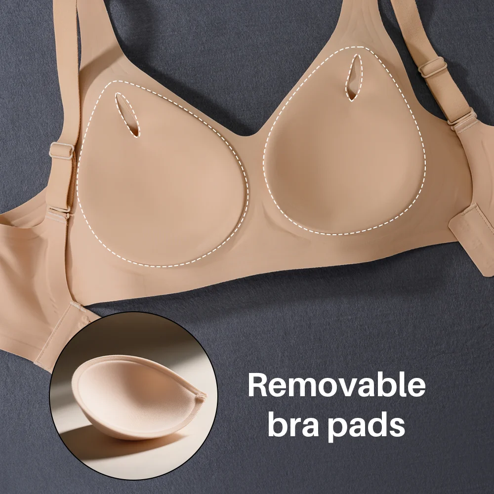 Bezešvá podprsenka bez kostic pro ženy, pohodlné spodní prádlo ve tvaru V, sbírané spodní prádlo s košíčky BCD - náhled 5