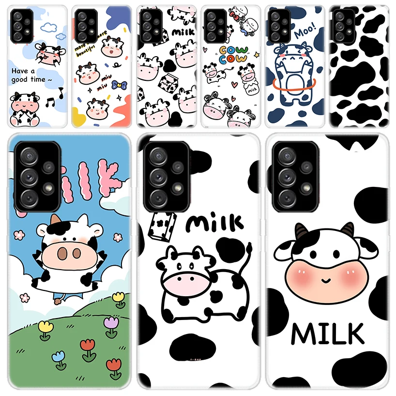 Dairy Cattle Cow Speckle Cute Soft Phone Case for Samsung A55 A54 A53 A52 A15 A14 A13 A12 A25 A24 A23 A22 A35 A34 A33 A32 A03S A