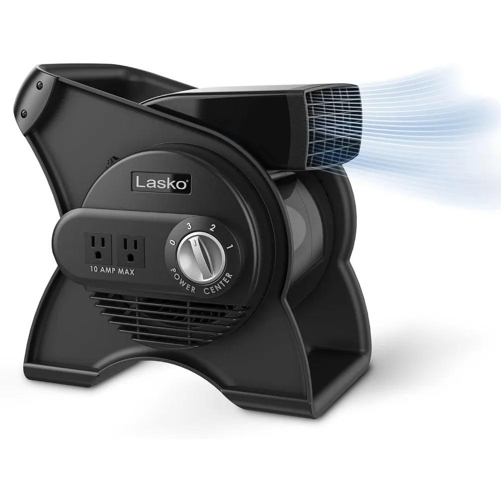 مروحة أدوات مقاس 12 بوصة لموقع العمل أو الاستخدام المنزلي، 289 CFM، مراوح منفاخ عالية السرعة، 3 سرعات، 2 منافذ ملحقة 120 فولت، أسود