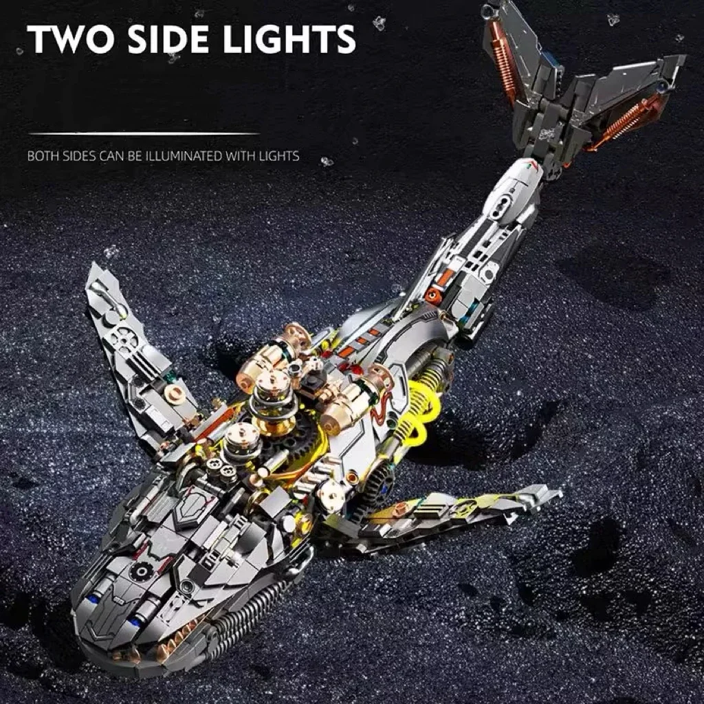 Nieuw creatief mechanisch walvisbouwsteenmeubeldecoratiebeeldje is een favoriet onder verjaardagscadeaus voor jongens en meisjes