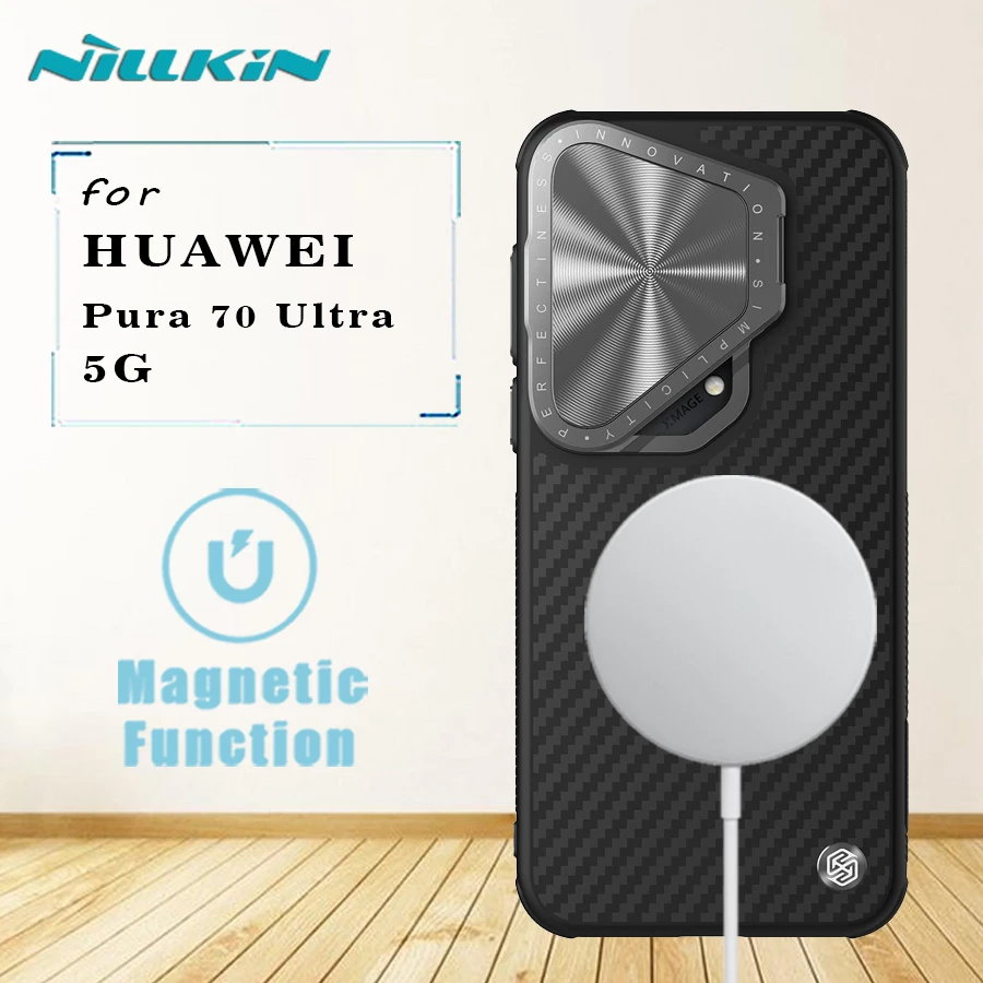 

for Huawei Pura 70 Ultra 5G Magnetic case Nillkin Carbo fiber Prop Magsafe 360 full Camera Protection Back cover for Pura 70 ult